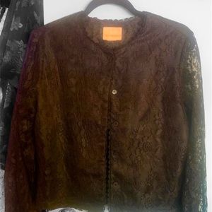 Vintage Lacey black button up blouse